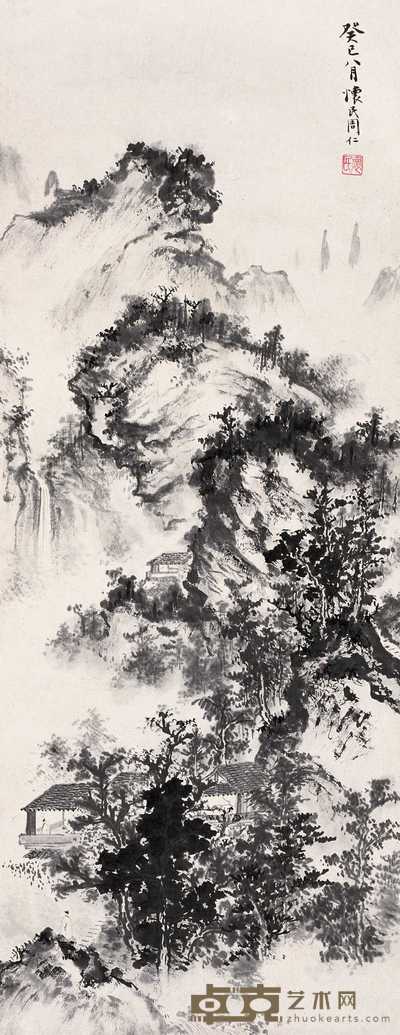周怀民 1953年作 深山访友 镜心 88×34cm